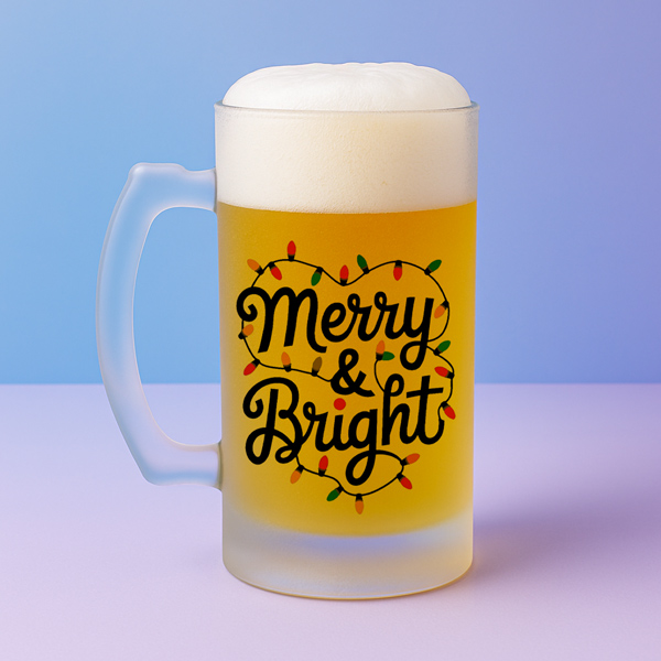 Χριστουγεννιάτικο ποτήρι μπυρας Merry and Bright