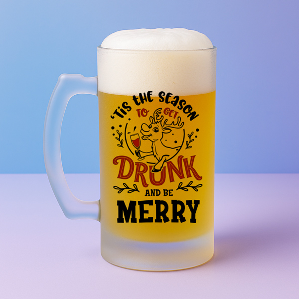 Χριστουγεννιάτικο ποτήρι μπύρας drunk and be Merry
