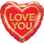 18 Μπαλόνι καρδιά 'Love you' χρυσό