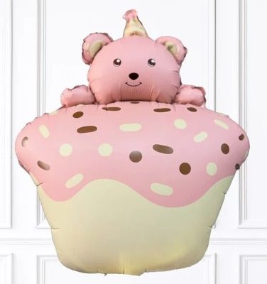 28'' Μπαλόνι Cupcake Με ροζ Αρκουδάκι
