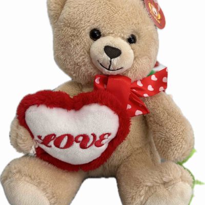 Αρκουδάκι με Φιόγκο και Καρδιά 23cm  Τυχαία Επιλογή