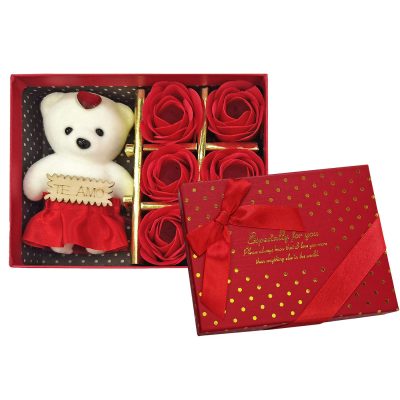 Ρομαντικό Κουτάκι Με Τριαντάφυλλα & Αρκουδάκι