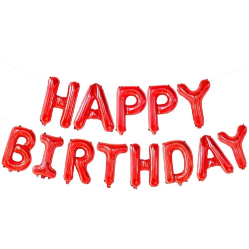 Σετ Κόκκινα Μπαλόνια φράση Happy Birthday 13 τεμ