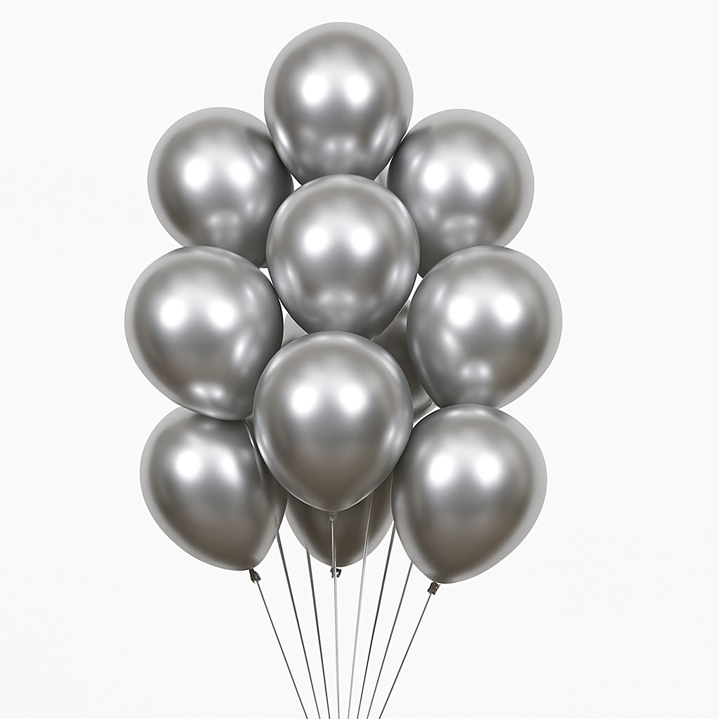Σετ Μπαλόνια - Ασημί Μεταλλικό Χρώμα 12 τεμ Σετ Μπαλόνια - Ασημί Μεταλλικό Χρώμα 12 τεμ