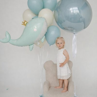 Σετ Μπαλόνια - Baby Blue & Ιβουάρ 12 τεμ