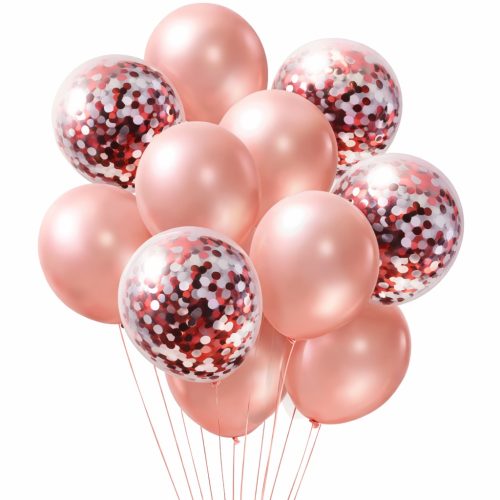 Σετ Μπαλόνια - Chrome και διάφανο με κομφετί 12 τεμ