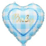 18'' Μπαλόνι Καρδιά Baby - Γαλάζιο καρό