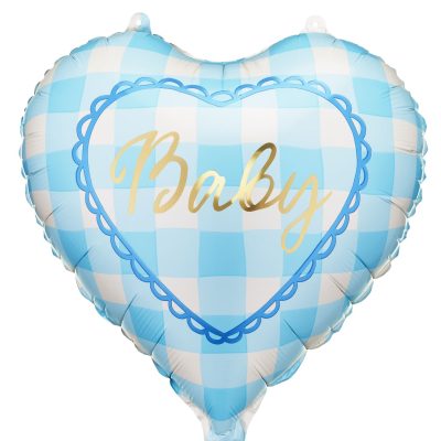 18'' Μπαλόνι Καρδιά Baby - Γαλάζιο καρό