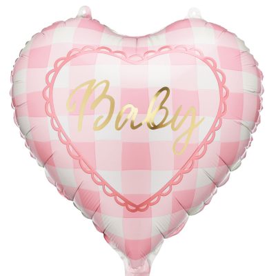 18'' Μπαλόνι Καρδιά Baby - Ροζ καρό