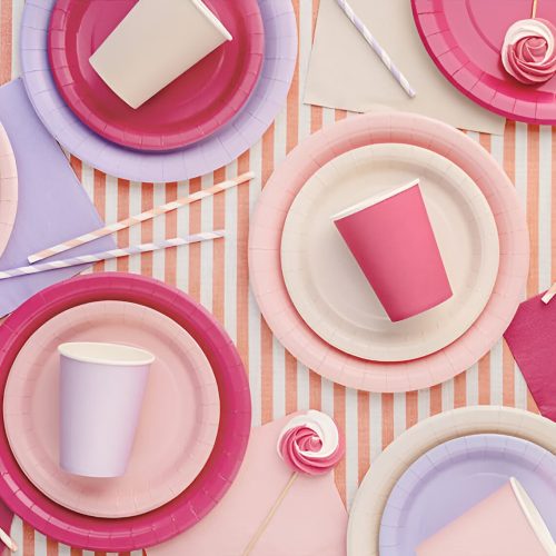 Χάρτινα Πιάτα γλυκού - Ροζ 6 τεμ