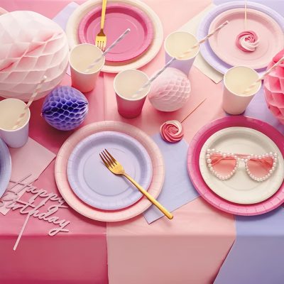 Χάρτινα Πιάτα φαγητού - Ροζ 6 τεμ