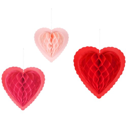 Χάρτινες Διακοσμητικές Κυψέλες Καρδιές 3 τεμ