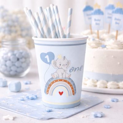 Γαλάζια Ποτήρια Χάρτινα - One ελεφαντάκι 8 τεμ