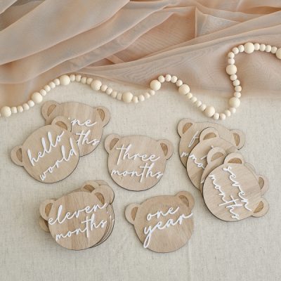 Ξύλινα Αρκουδάκια για φωτογράφιση μωρού ανά μήνα