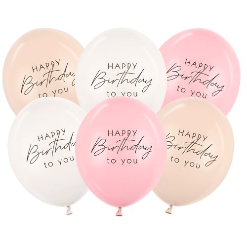 Λάτεξ Μπαλόνια Happy Birthday - Pink Mix 6 τεμ