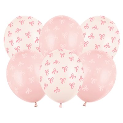 Λάτεξ Μπαλόνια Ροζ Φιογκάκια 6 τεμ