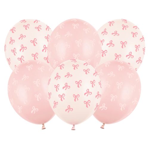 Λάτεξ Μπαλόνια Ροζ Φιογκάκια 6 τεμ