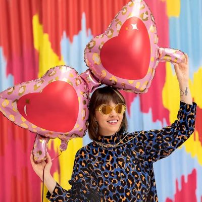 38 Μπαλόνι Ροζ Γυαλιά Καρδιές