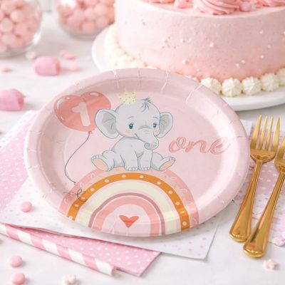 Ροζ Πιάτα γλυκού - One ελεφαντάκι 8 τεμ