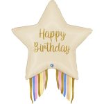 29'' Μπαλόνι κρεμ Αστέρι Birthday με streamers