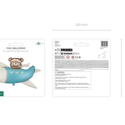 37'' Μπαλόνι Γαλάζιο Αεροπλάνο Με Αρκουδάκι