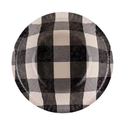 Χάρτινα Μπωλ - Καρό Μαύρο 6 τεμ