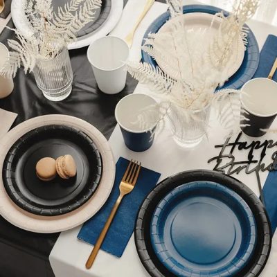 Χάρτινα Πιάτα Γλυκού - Μαύρα 6 τεμ