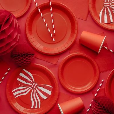Χάρτινα Πιάτα Φαγητού - Κόκκινα 6 τεμ