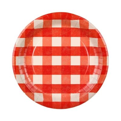 Χάρτινα Πιάτα Φαγητού - Κόκκινο Καρό 6 τεμ