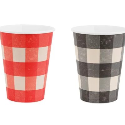 Χάρτινα Ποτήρια - Καρό Κόκκινο Μαύρο 6 τεμ