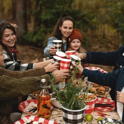 Χάρτινα Ποτήρια - Καρό Κόκκινο Μαύρο 6 τεμ