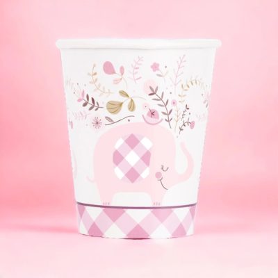 Χάρτινα Ποτήρια ροζ Ελεφαντάκι 8 τεμ