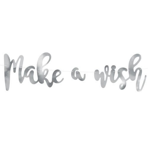 Διακοσμητικό μπάνερ ασημί Make a wish
