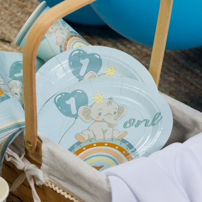 Γαλάζια Πιάτα φαγητού - One ελεφαντάκι 8 τεμ