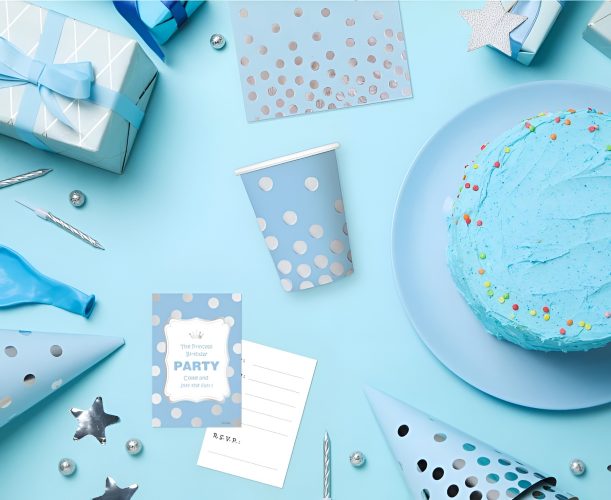 Καπελάκια πάρτυ - Γαλάζιο πουά 6 τεμ