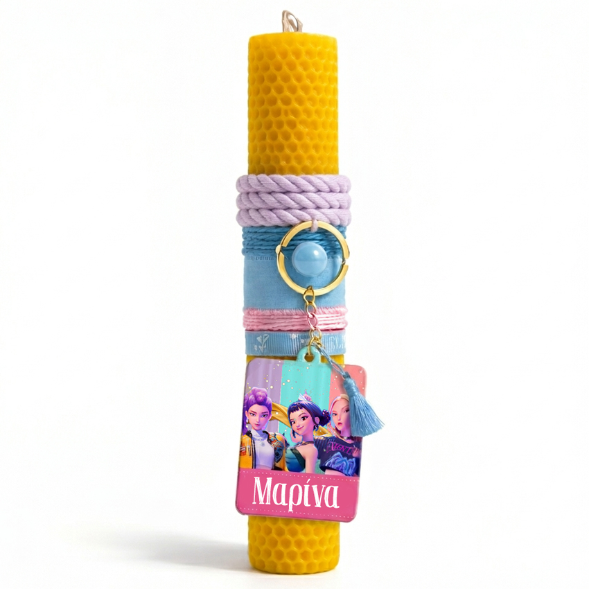 lambada-fusiko-keri-kpop-demon-hunters-me-brelok Λαμπάδα Μελισσοκέρι - Kpop Demon Hunters με Μπρελόκ