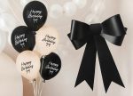 Μπαλόνια Happy Birthday με φιογκάκια Μαύρα & Nude 6 τεμ