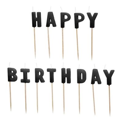 Μαύρα Κεράκια Happy Birthday13 τεμ