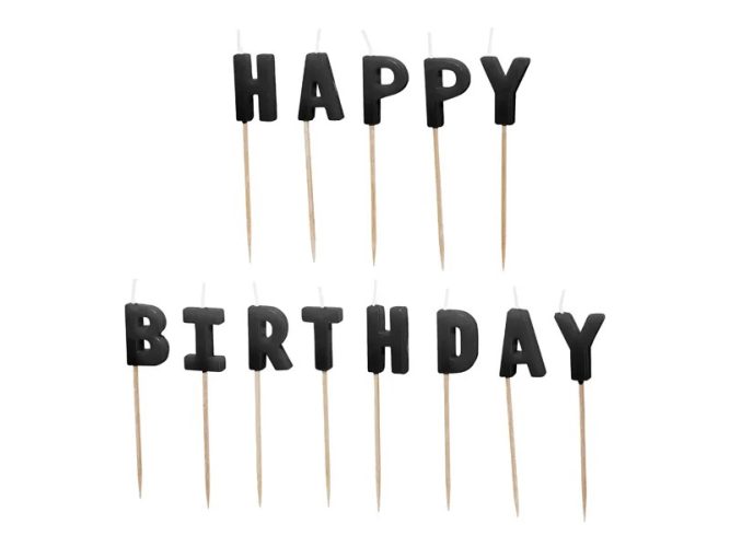Μαύρα Κεράκια Happy Birthday13 τεμ