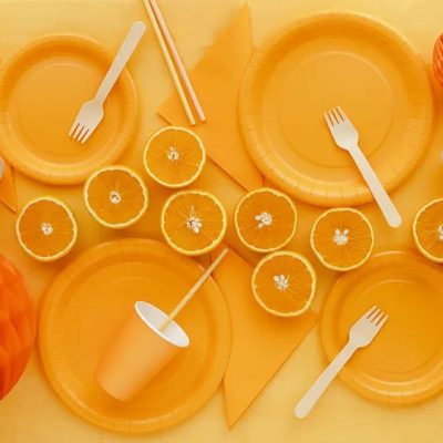 Πορτοκαλί Χάρτινα Ποτήρια 6 τεμ