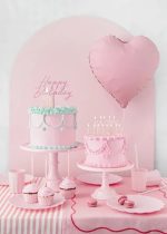 Topper Τούρτας Happy Birthday Απαλό Ροζ