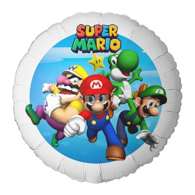 18" Μπαλόνι Foil Tυπωμένο Στρογγυλό - Super Mario / Όνομα