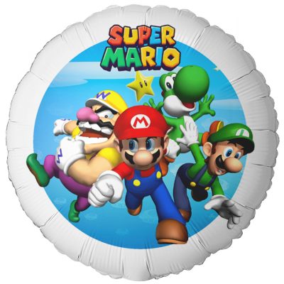 18" Μπαλόνι Foil Tυπωμένο Στρογγυλό - Super Mario / Όνομα