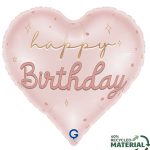 18'' Μπαλόνι Καρδιά Ροζ Happy Birthday