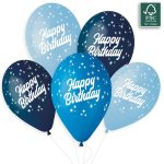 Λάτεξ Μπαλόνια Happy Birthday - Μπλε 6 τεμ