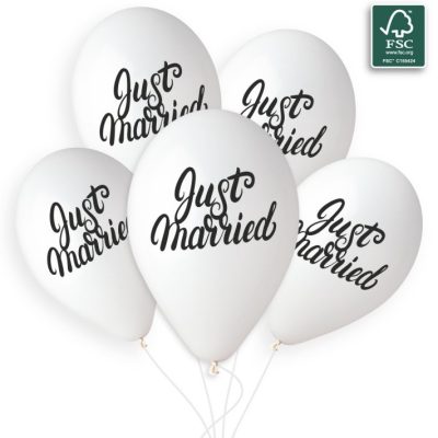 Λάτεξ Μπαλόνια Just Married 5 τεμ