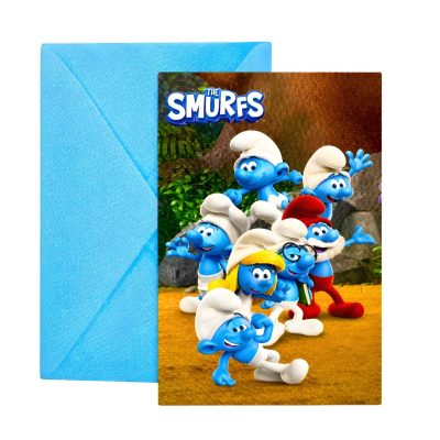 Προσκλήσεις πάρτυ Στρουμφάκια 6 τεμ
