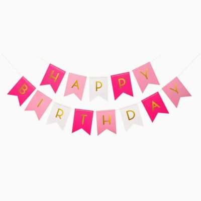 Ροζ & Φούξια Γιρλάντα Happy Birthday