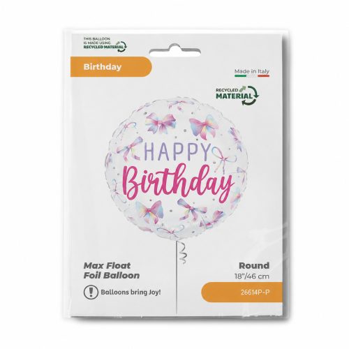 18'' Μπαλόνι με Φιόγκους - Happy Birthday
