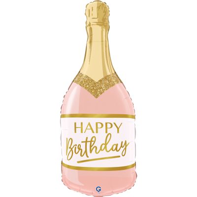 32” Μπαλόνι Ροζ Σαμπάνια - Happy Birthday